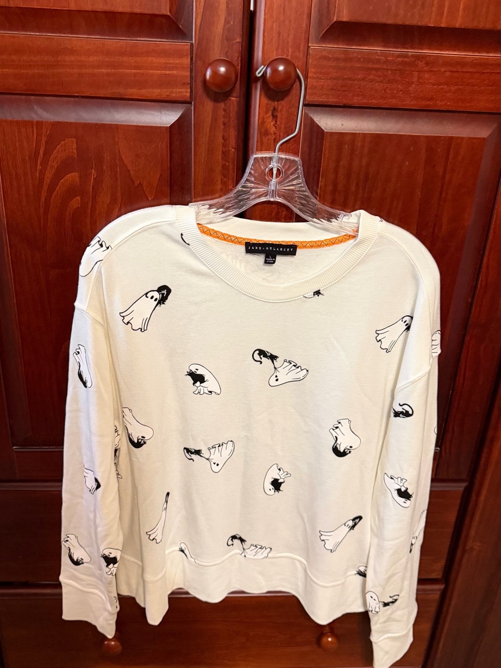 Jane and Delancey Cream Sweatshirt with Black Ghost Print